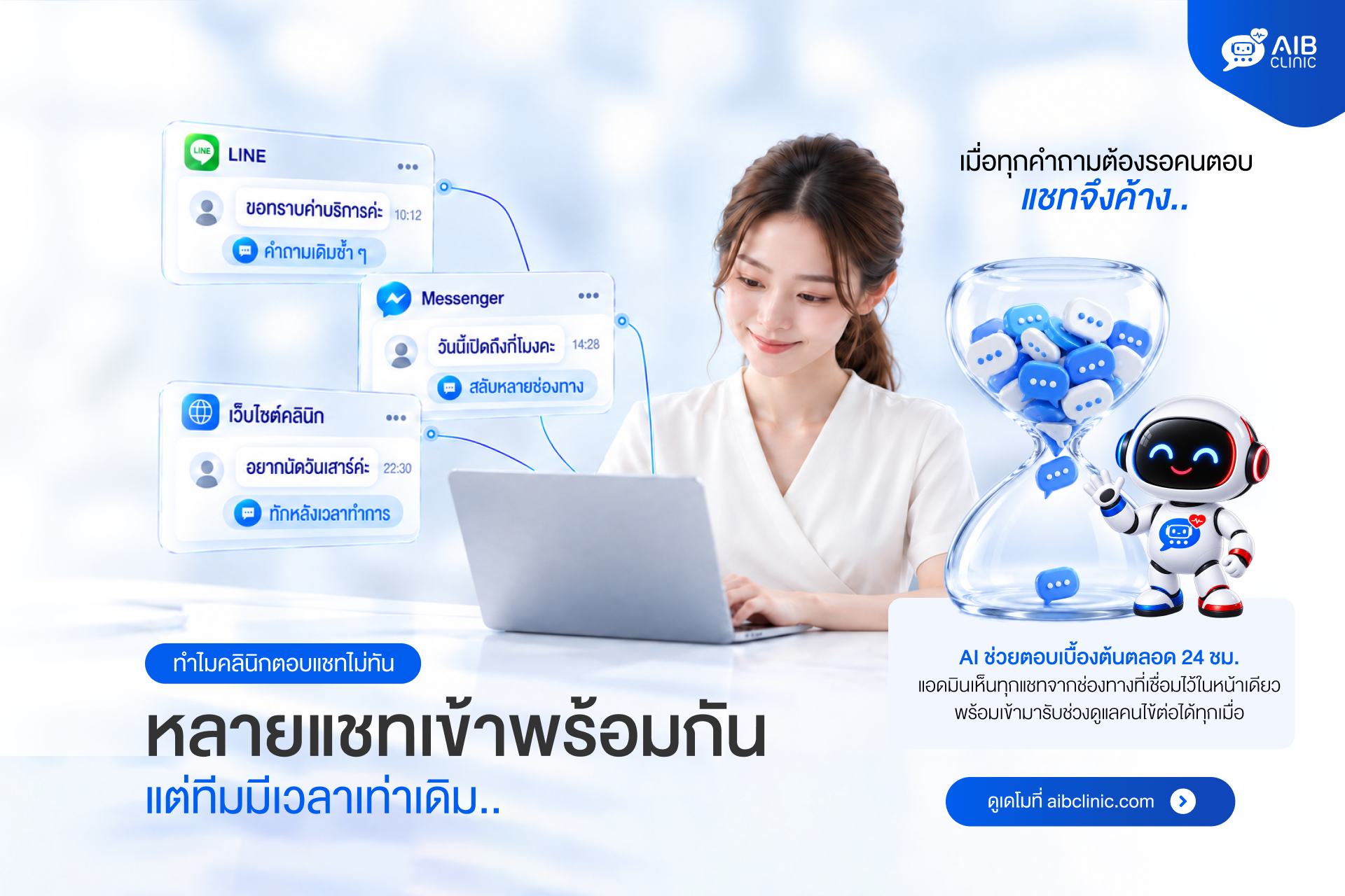 หน้าเคาน์เตอร์ก็ยุ่ง แชทก็เข้าไม่หยุด… คลินิกคุณกำลังเจอแบบนี้อยู่ไหม?